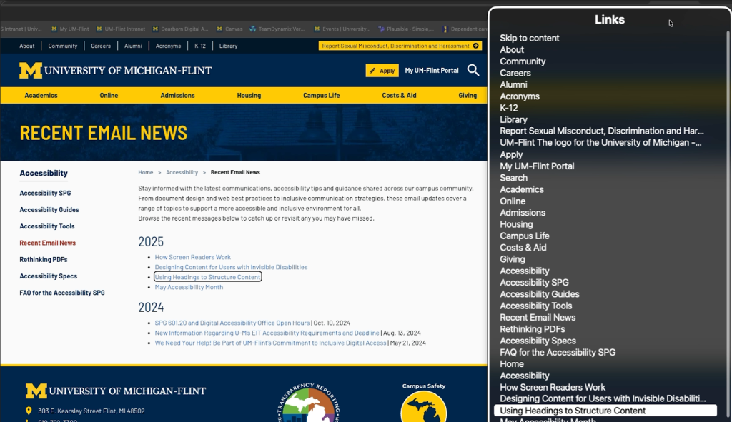 Screenshot 2025-09-22 at 1.24.00 PM.png Screenshot of VoiceOver rotor pulling up list of descriptive links on a page