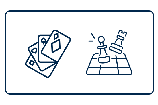 deck of cards and chess board outline
